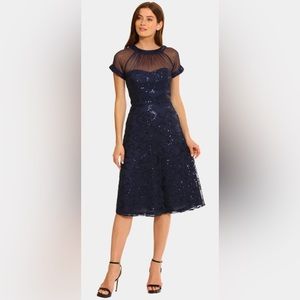 Maggy London Sequin Vine Illusion Neck Dress